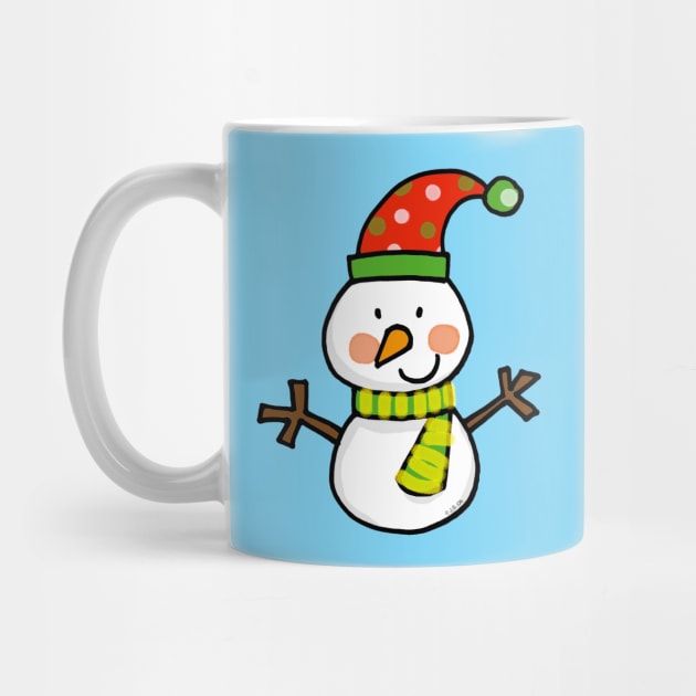 cute white Christmas snowman by cartoonygifts